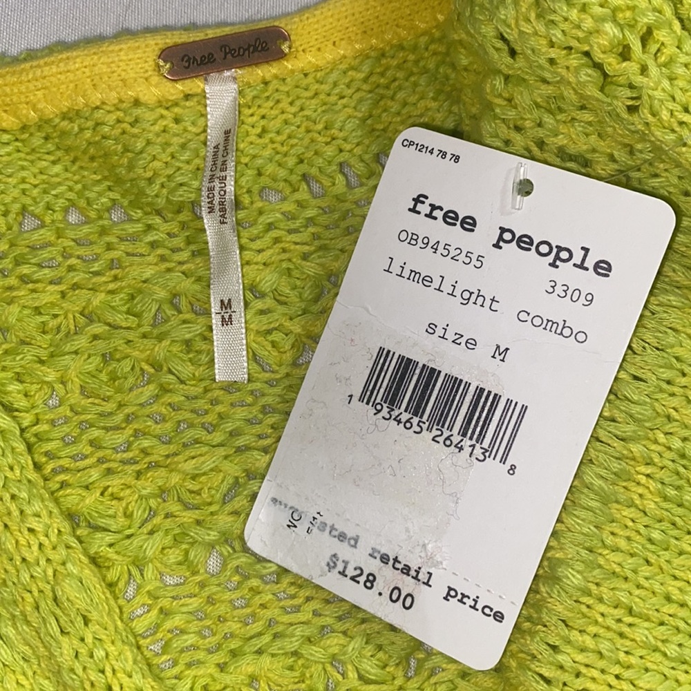 Free People Hot Tropics Pullover Sweater Limelight Combo M - Picture 12 of 12
